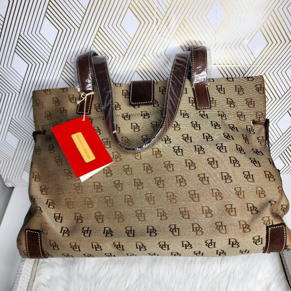 DOONEY AND BOURKE signature anniversary canvas & leather tote bag